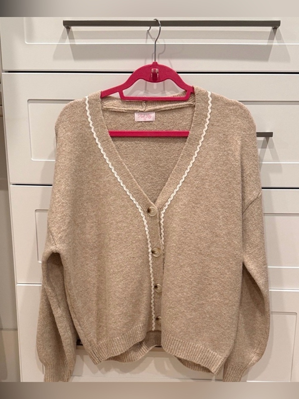Pink lily Beige Cardigan Sweater